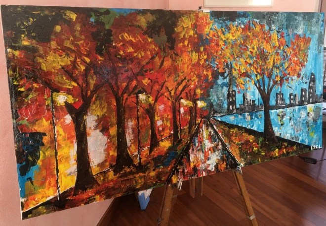 Autunno a Parigi, acrilico su tela 120 X 60