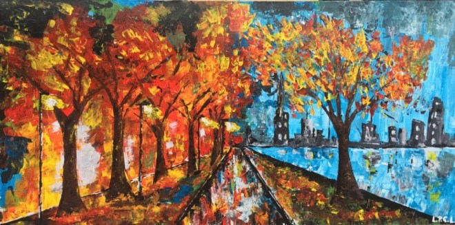Autunno a Parigi, acrilico su tela 120 X 60