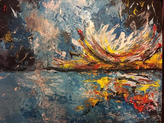 Riflessi sulla baia, acrilico su compensato leggero 78 X 58