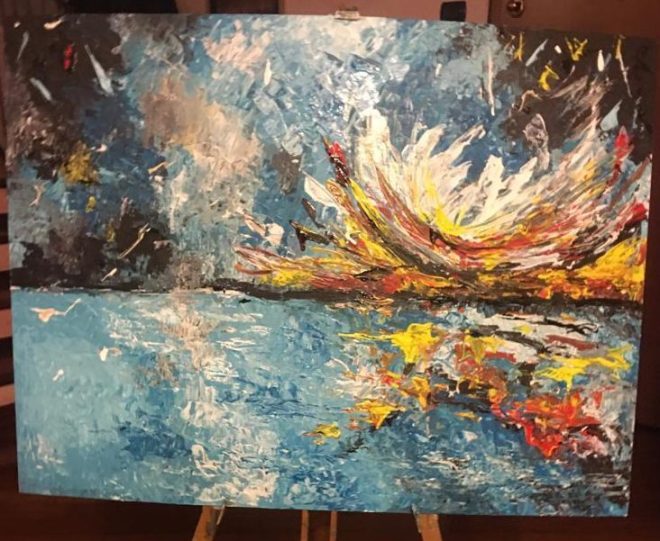 Riflessi sulla baia, acrilico su compensato leggero 78 X 58