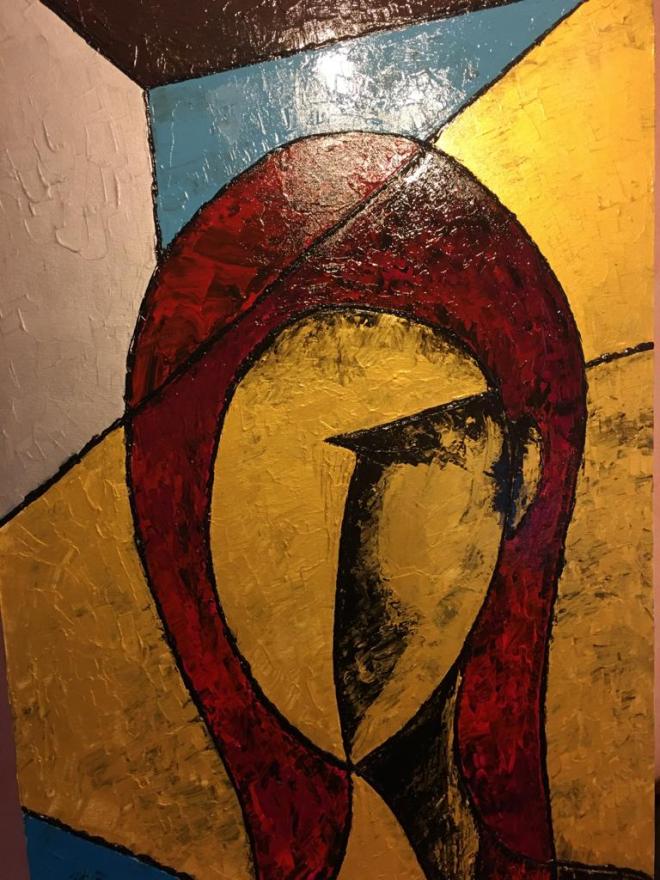Immagine di donna stilizzata acrilico su tela 120 X 60 (2)