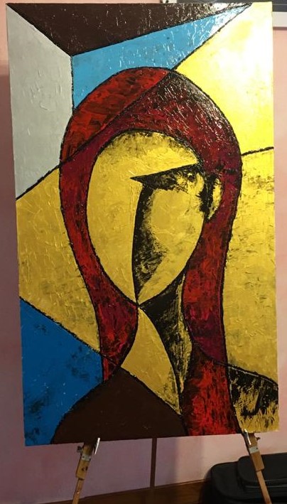 Immagine di donna stilizzata acrilico su tela 120 X 60