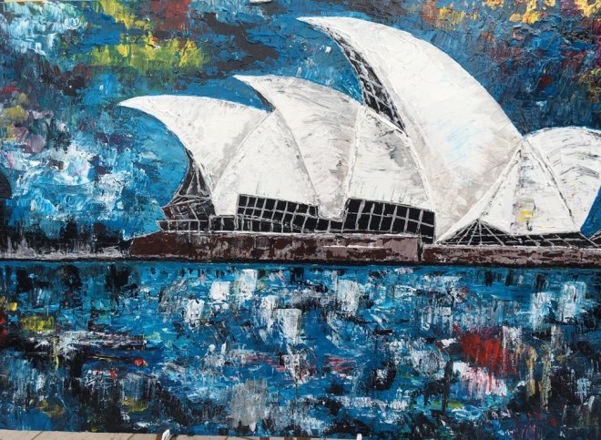 Opera House Sidney, acrilico su tela 120 X 60