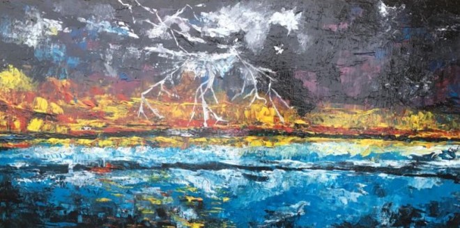 Temporale tropicale, acrilico su tela 120 X 60