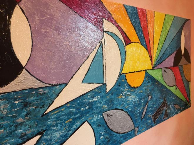 Tramonto stilizzato acrilico su tela 120 X 60
